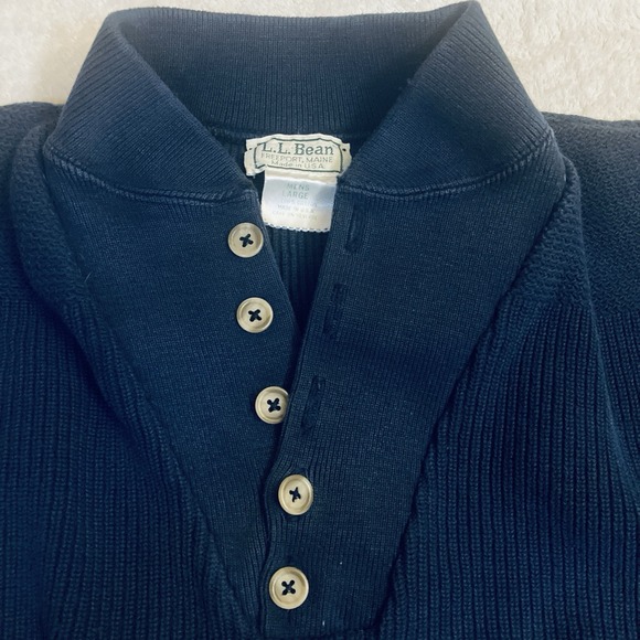 L.L. Bean Other - Vintage LL Bean 5 Button Henley Fisherman Sweater Blue Mens Large USA *Flaws